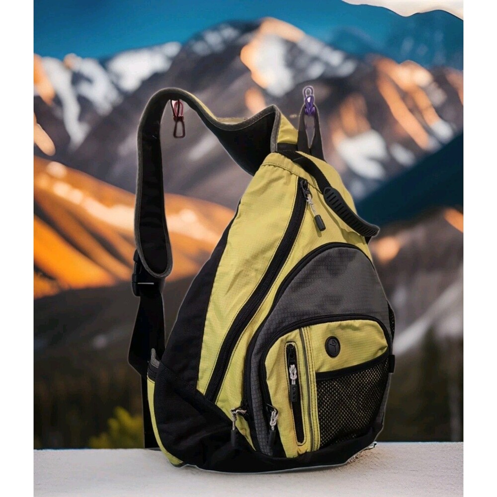 LL BEAN SLING BAG BACKPACK YELLOW/BLACK NYLON OVER THE SHOULDER BACK TO SCHOOL
